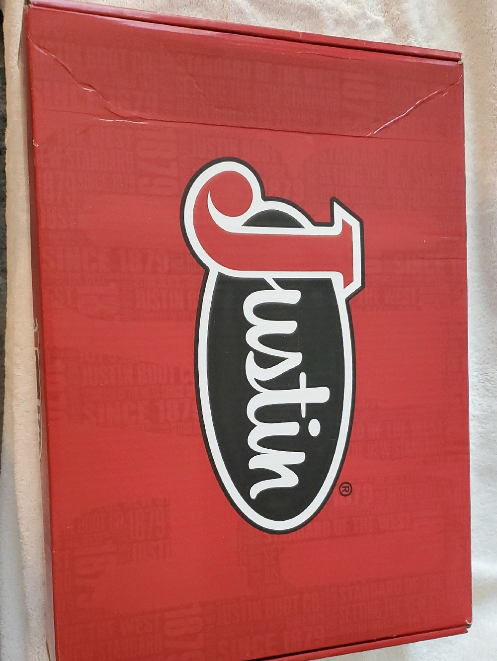 Justin Boots Red and White Branded Shoe Box Roper Flex #3163